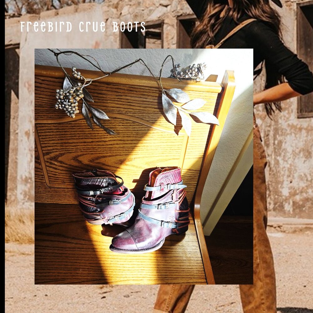 Freebird By Steven CRUE size US 9 Wine Multi, boho ankle boot 100% leather